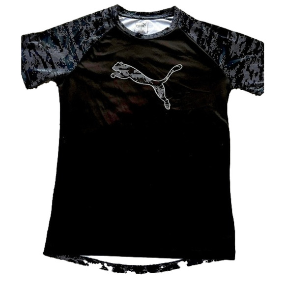 𝅺puma Youth Large Boy’s Dri Fit Short Sleeved Black Top, Preloved - Picture 1 of 4